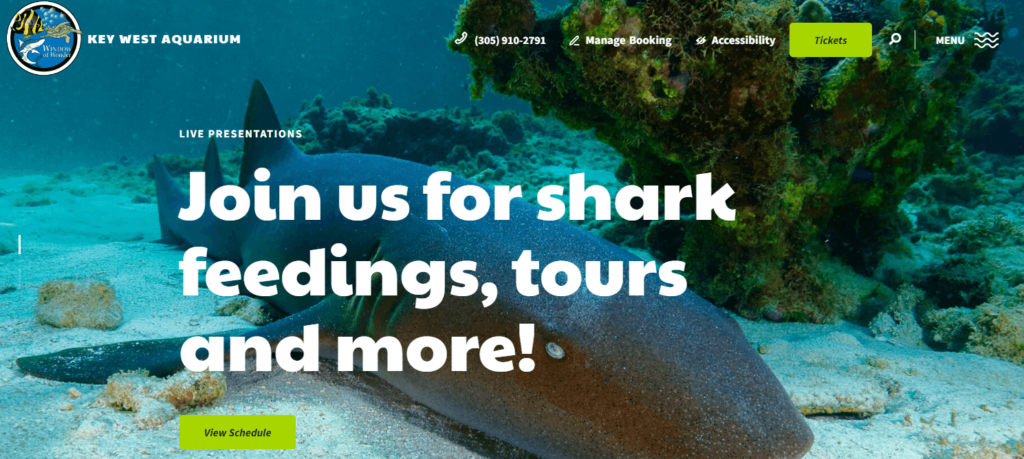 Homepage of Key West Aquarium
URL: https://www.keywestaquarium.com