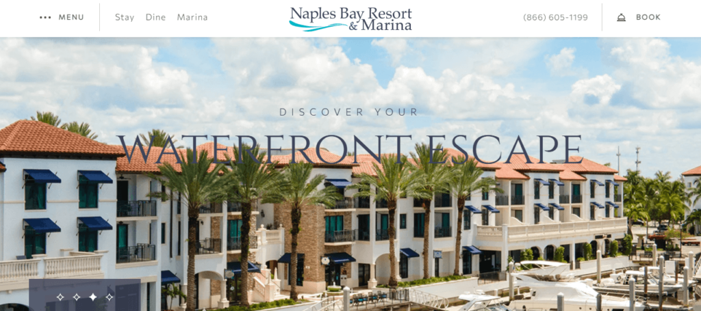 Homepage of Naples Bay Resort & Marina website / naplesbayresort.com
