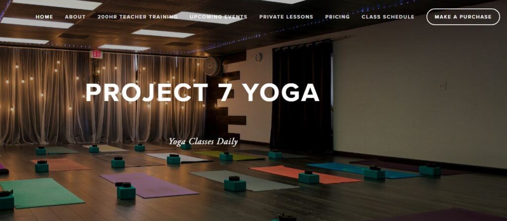 Homepage of Project 7 Yoga 
URL: https://www.project7yoga.com/