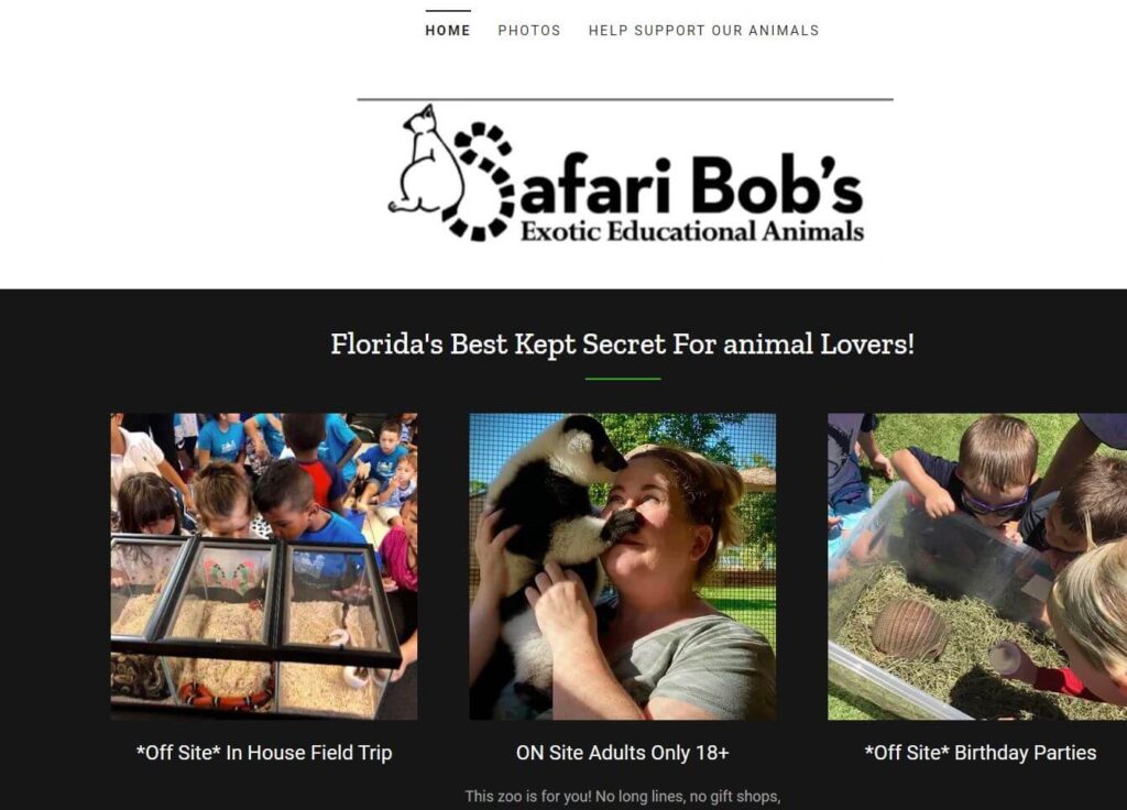 Homepage of safari Bob’s 
URL: https://safaribobs.com/