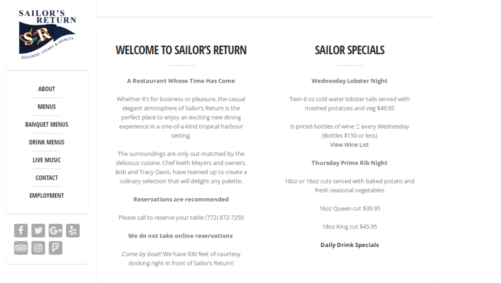 Homepage of Sailor's Return 
URL: https://thesailorsreturn.com/