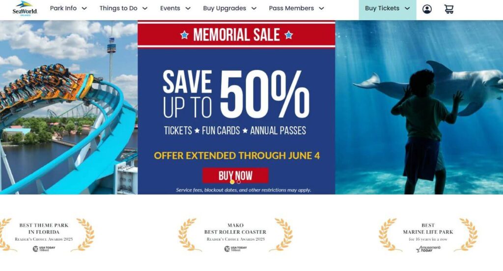 Homepage of Seaworld
URL: https://seaworld.com/orlando/