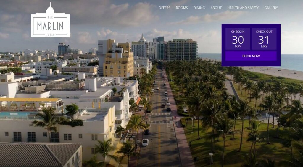 Homepage of The Marlin Hotel
URL: https://www.themarlinhotel.com/