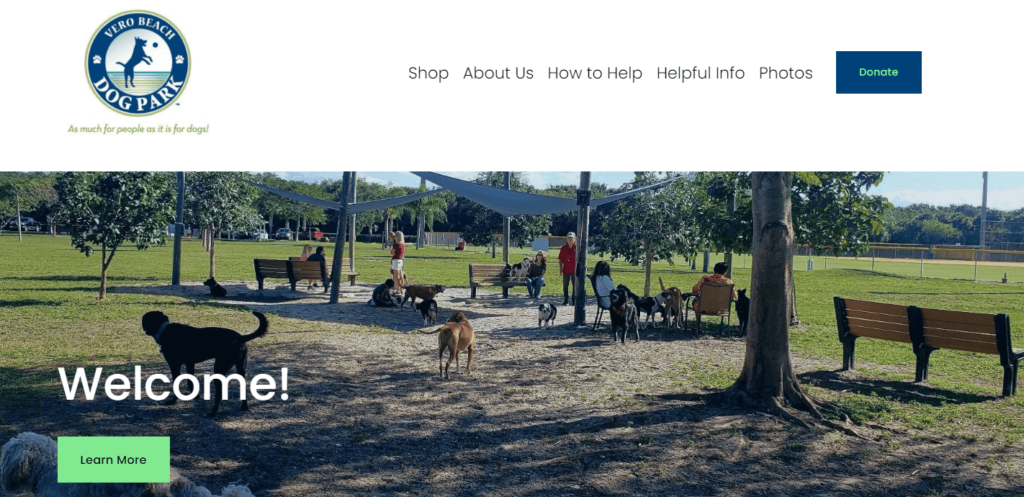 Homepage of Vero Beach Dog Park
URL: https://verobeachdogpark.org