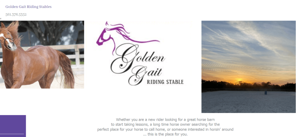 Homepage of golden Gait Riding Stables
URL: https://www.goldengaitridingstables.com/