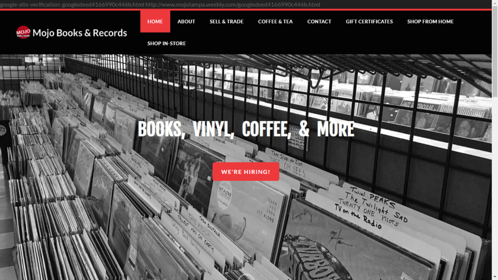 Homepage of Mojo Books And Records' Website / mojotampa.com