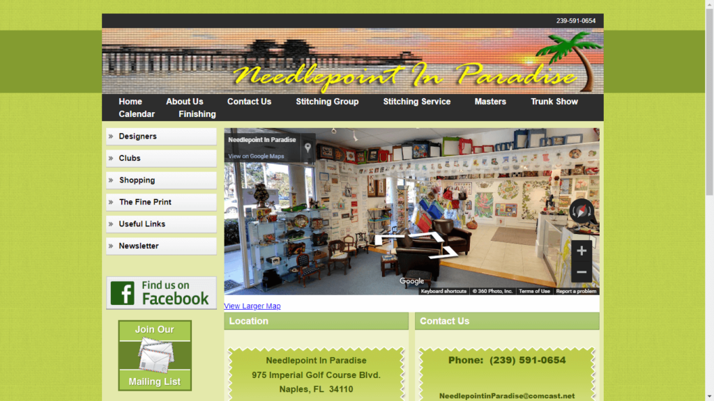 Homepage of Needlepoint in Paradise's Website / needlepointinparadise.com