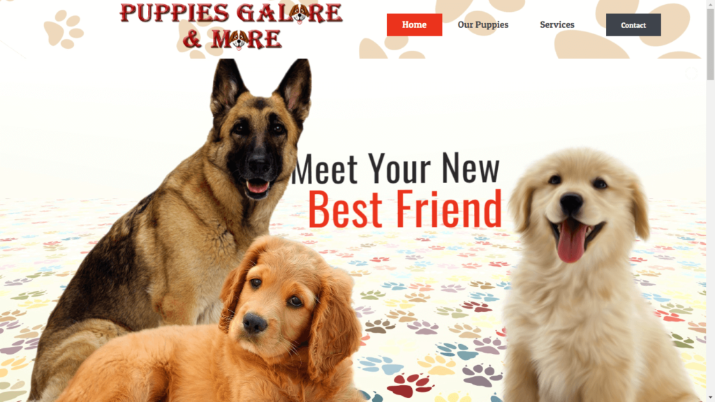 Homepage of Puppies Galore & More's Website / puppiesgalore.biz