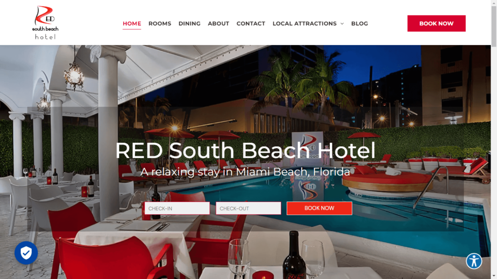 Homepage of Red South Beach Hotel's Website / redsouthbeachhotel.com
