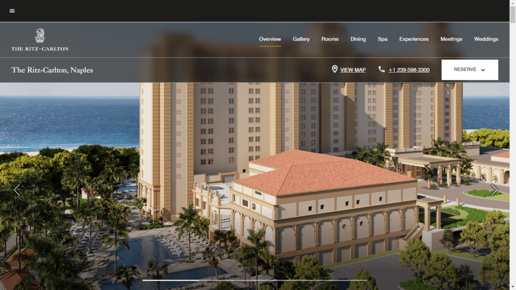 Homepage of Ritz-Carlton's Website / ritzcarlton.com