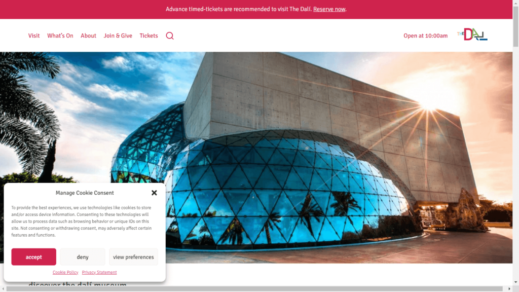 Homepage of Salvador Dali Museum's Website / thedali.org