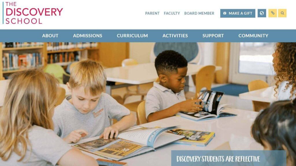 Homepage of The Discovery School / thediscoveryschool.org
Link:
https://www.thediscoveryschool.org/