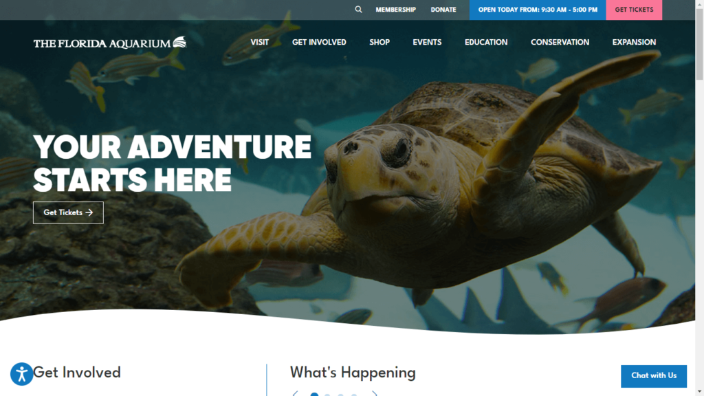 Homepage of The Florida Aquarium's Website / flaquarium.org