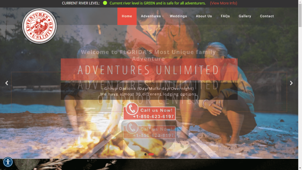 Homepage of Adventures Unlimited Outdoor Center's Website / adventuresunlimited.com