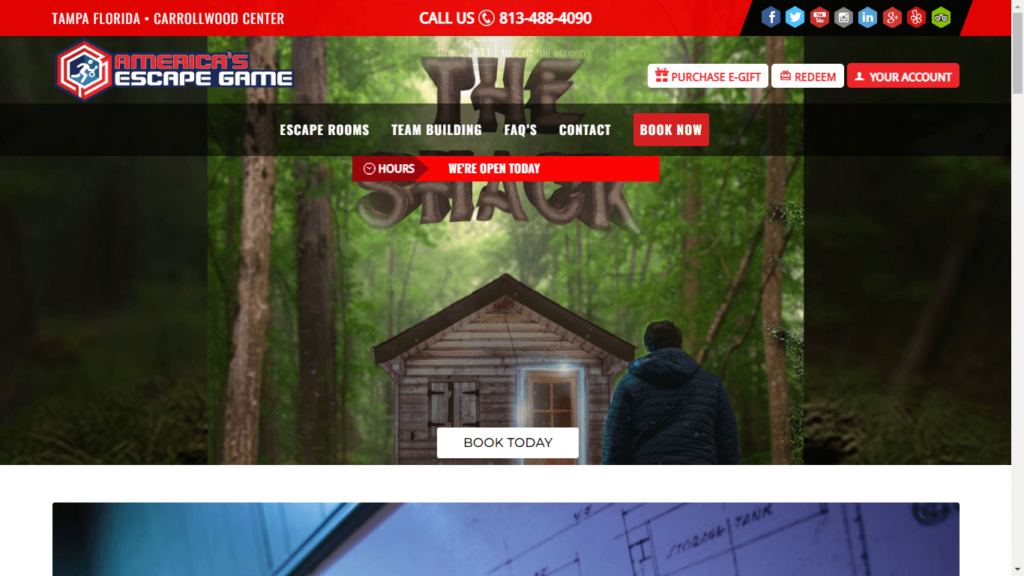 Homepage of America's Escape Game's Website / americasescapegame.com