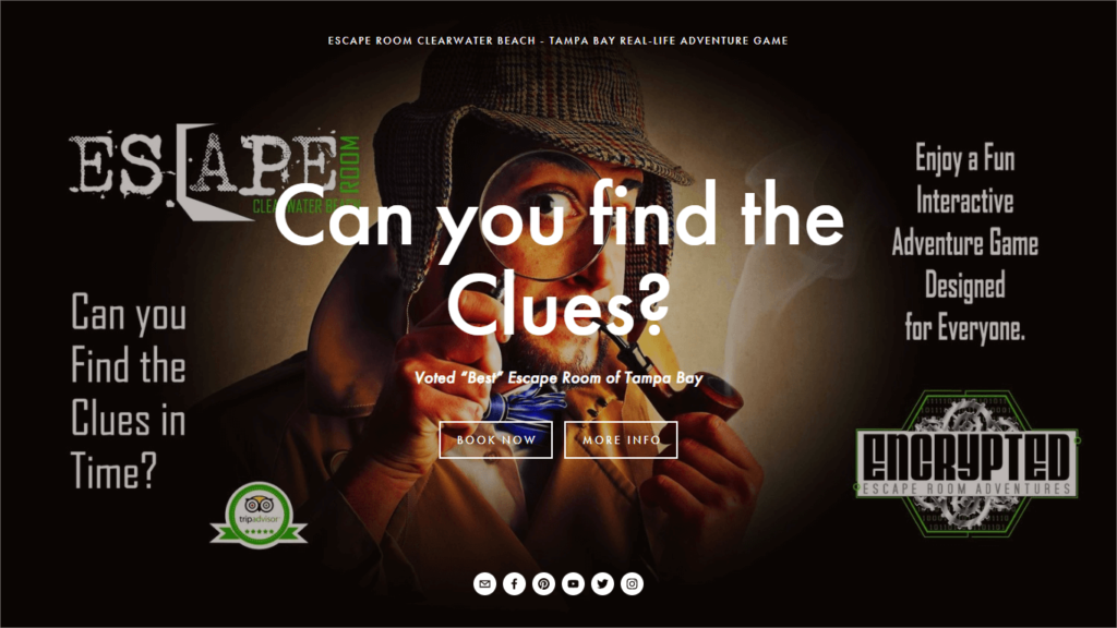 Homepage of Escape Room Clearwater Beach's Website / escaperoomclearwaterbeach.com