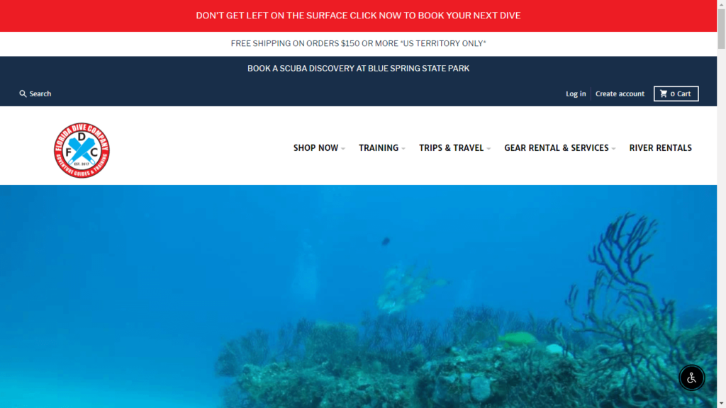 Homepage of Florida Dive Company's Website / floridadivecompany.com