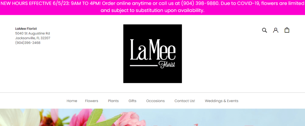 Homepage of LaMee Florist / lameeflorist.com