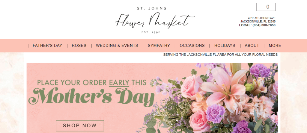Homepage of St. John's Flower Market / stjohnsflowermarket.com