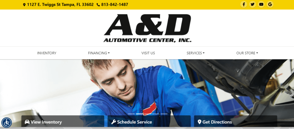 Homepage of A & D Automotive Center / aanddautocenter.com