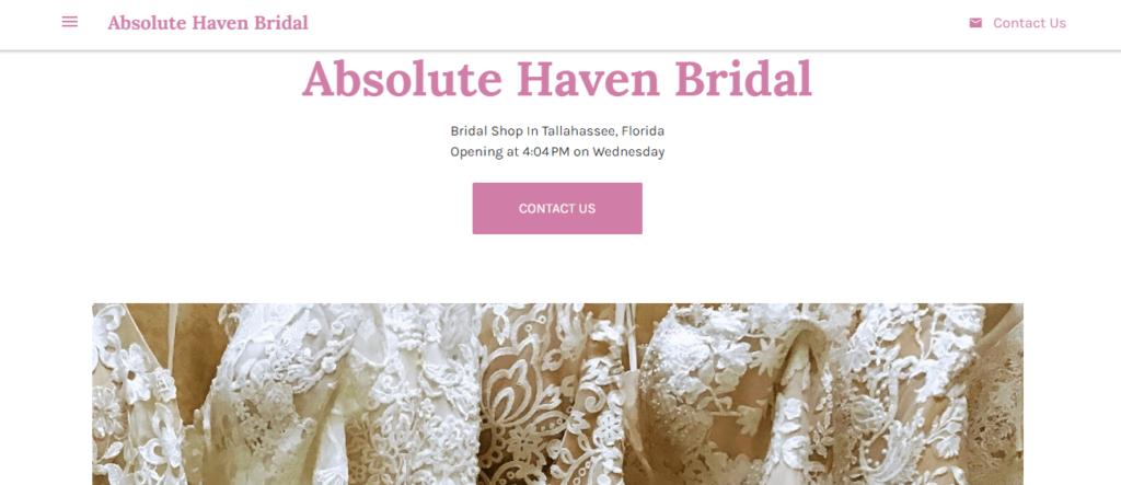Homepage of Absolute Haven Bridal / absolutehavenbridal.business.site