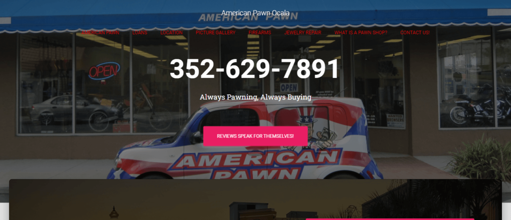 Homepage of American Pawn of Ocala / americanpawnocala.com