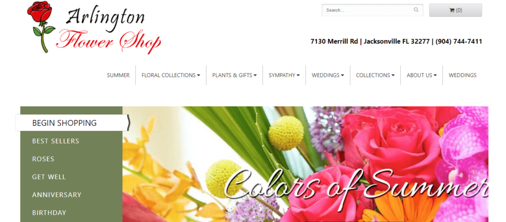 Homepage of Arlington Flower Shop / arlingtonflowershop.com
