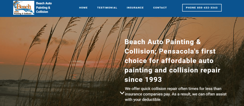 Homepage of Beach Auto Painting & Collision / beachautopainting.com