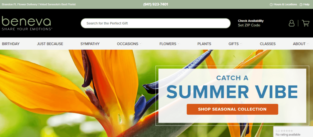 Homepage of Beneva Flowers & Plantscapes / beneva.com