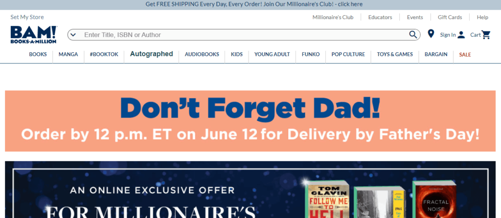 Homepage of Books-A-Million / booksamillion.com