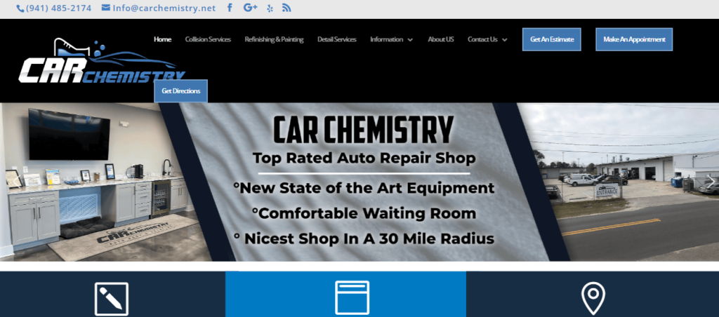Homepage of Car Chemistry Auto Body & Painting  / carchemistry.net