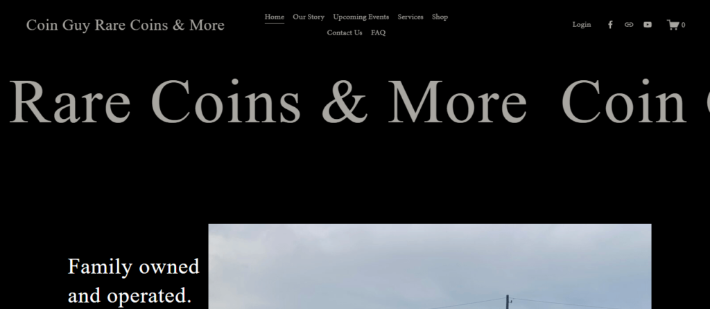 Homepage of Coin Guy / coinguyrarecoinsmore.com