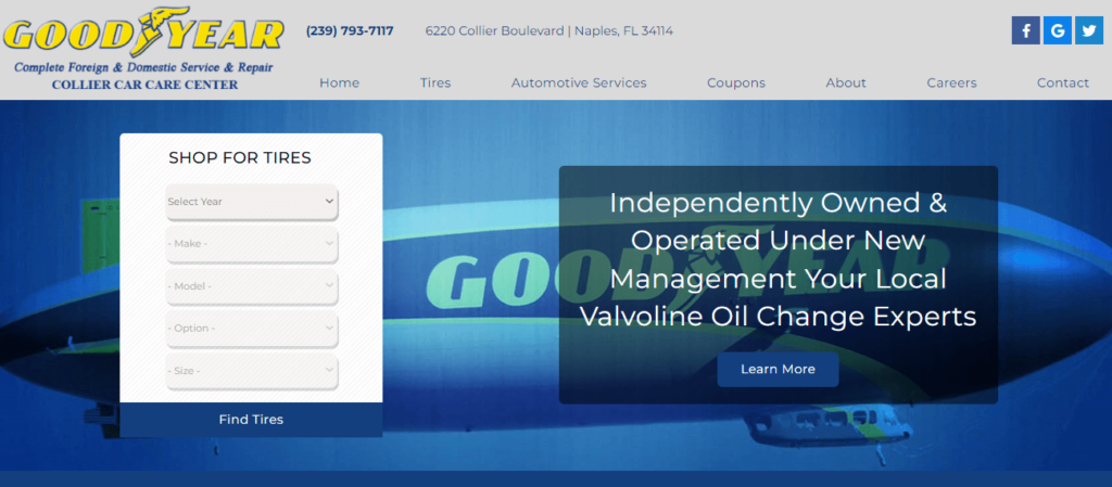 Homepage of Collier Car Care Center / colliergoodyear.com