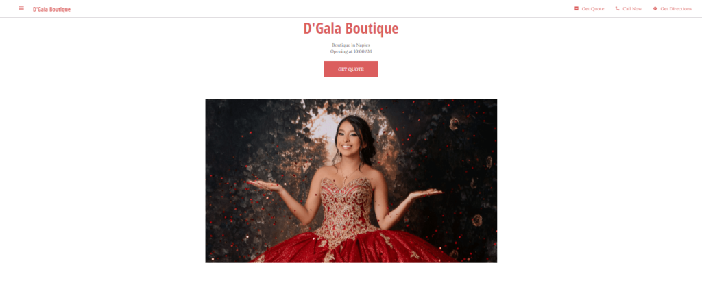 Homepage of D'Gala Boutique / dgalaboutique.business.site