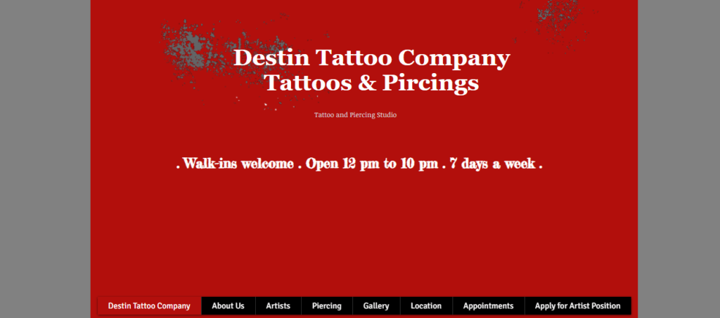 Homepage of Destin Tattoo Company / destintattoocompany.com