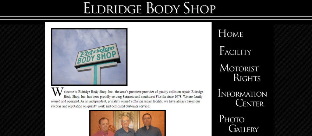 Homepage of Eldridge Body Shop / eldridgebodyshop.com