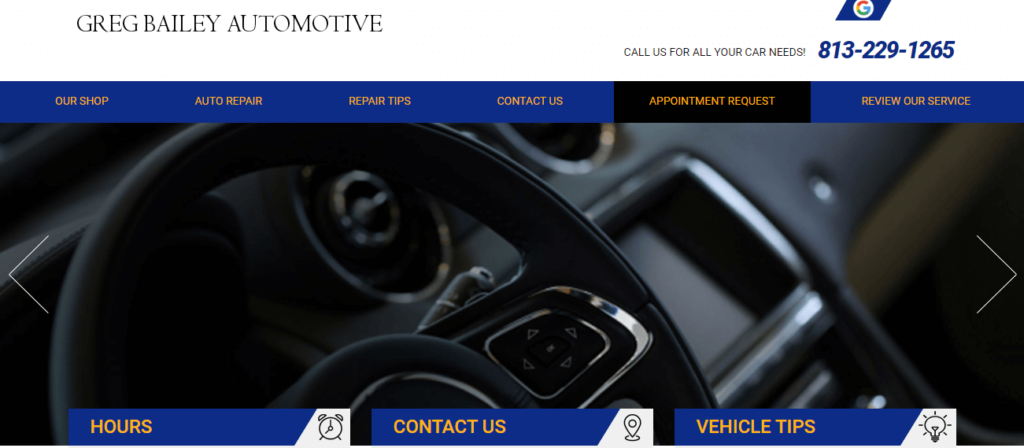 Homepage of Greg Bailey Automotive / automotiverepairtampa.com