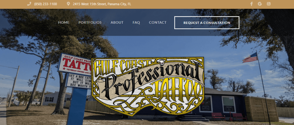 Homepage of Gulf Coast Professional Tattoo / gulfcoastprotattoo.com