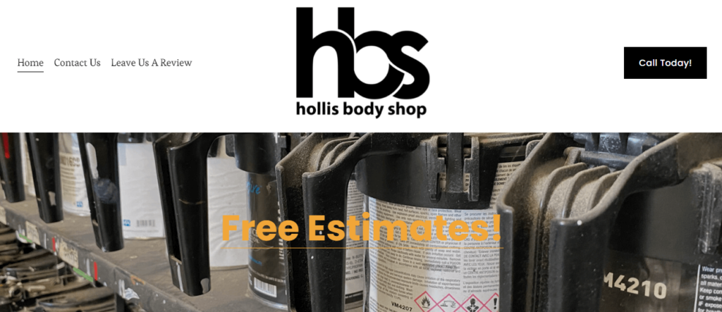 Homepage of Hollis Body Shop Inc / hollisbodyshop.com