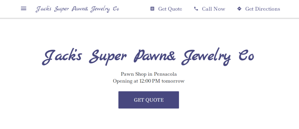 Homepage of Jack's Super Pawn / jackssuperpawnjewelry.com