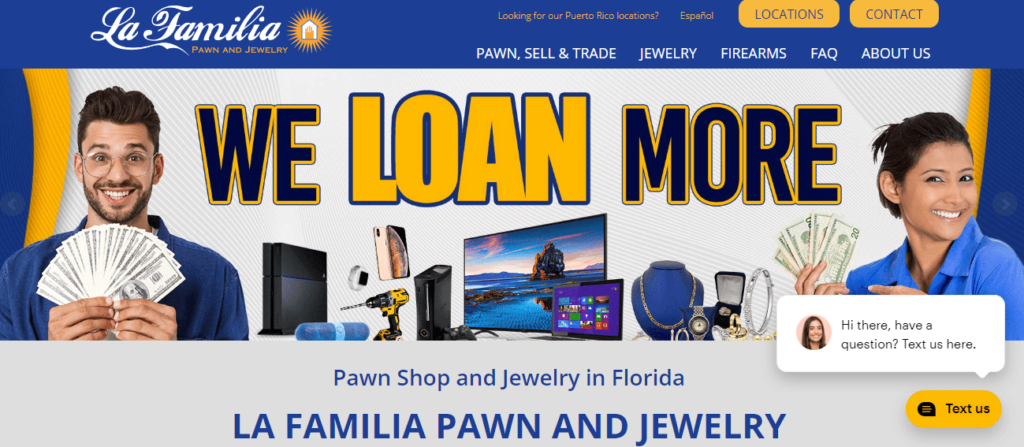 Homepage of La Familia Pawn & Jewelry / lafamiliapawn.com