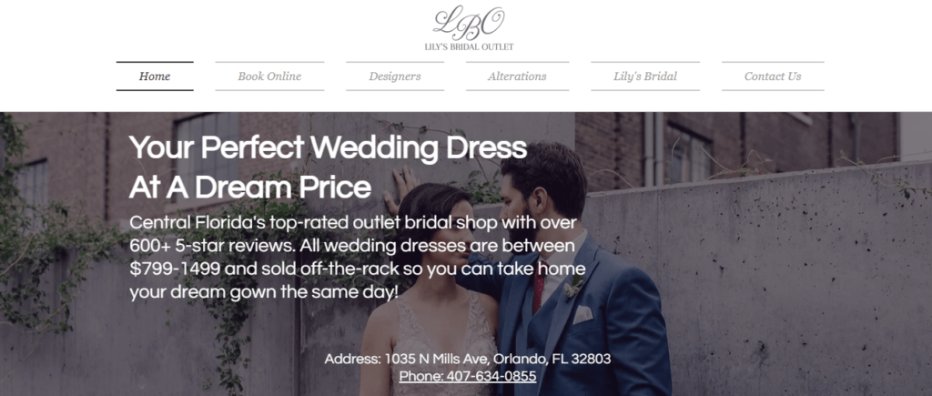 Homepage of Lily's Bridal Outlet / lilysbridaloutlet.com
