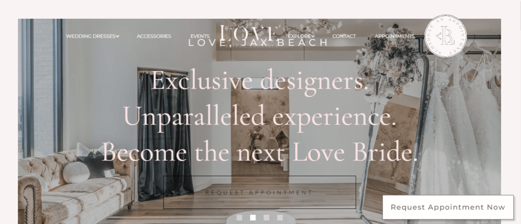 Homepage of Love, a Bridal Boutique / lovebridalboutique.com