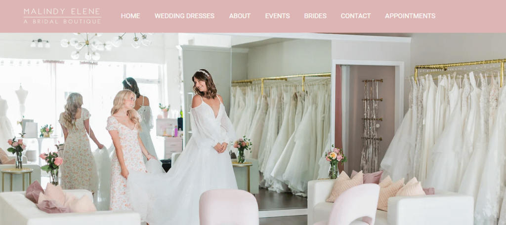 Homepage of Malindy Elene Bridal / malindyelene.com