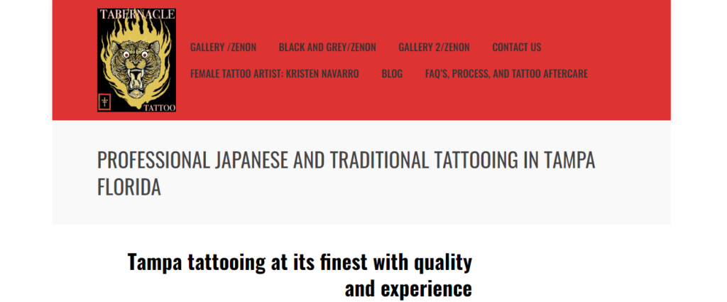 Homepage of Tabernacle Tattoo LLC / tabernacletattoo.com