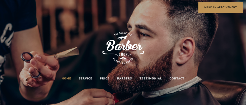 Homepage of The Black Fox Barber Shop / theblackfoxbarbershop.com