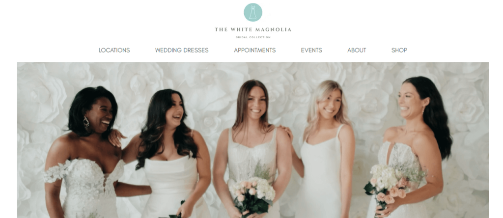 Homepage of The White Magnolia Bridal Collection / whitemagnoliabridal.com