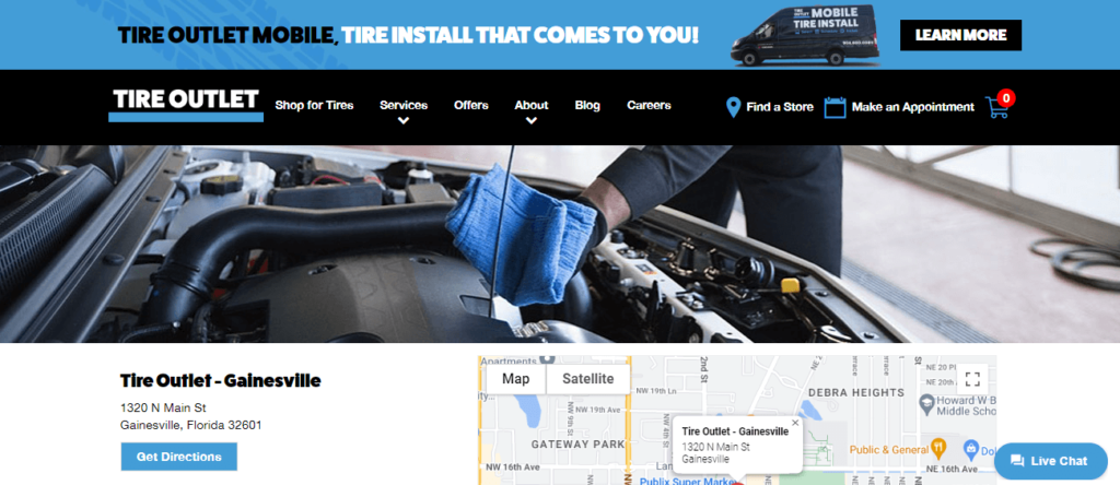Homepage of Tire Outlet Gainesville / tireoutlet.com