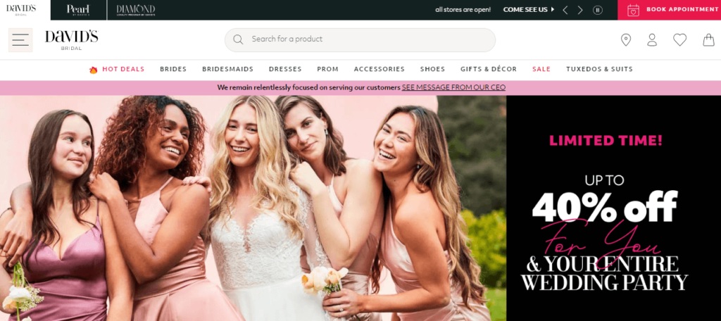 Homepage of David’s Bridal Tampa FL / davidsbridal.com