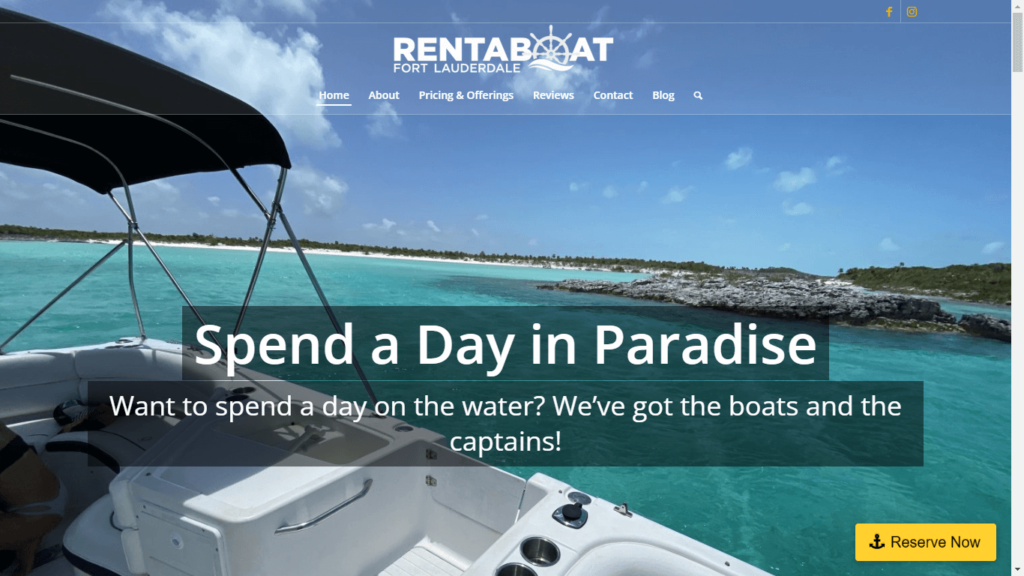 Homepage of Rent a Boat Fort Lauderdale / rentaboatfortlauderdale.com